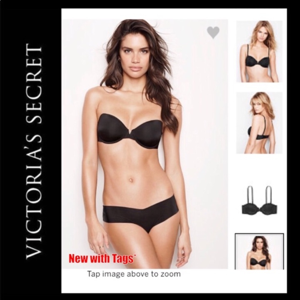 NWT Victorias Secret Black Strapless Bra No Straps